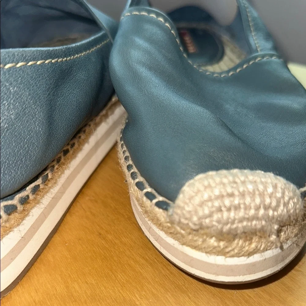 Prada Slate Blue Leather Espadrille Flats - Picture 6 of 8